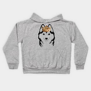 Pomsky Dog King Queen Wearing Crown Kids Hoodie